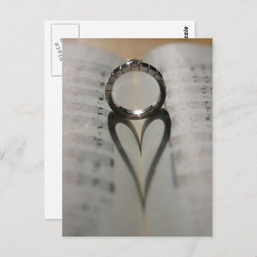 Bruiloft Ring Hart Schaduw Briefkaart (Voorkant / Achterkant)