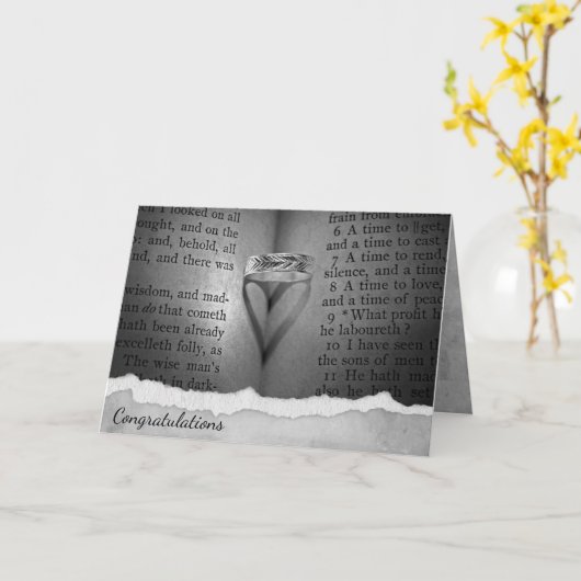 Bruiloft Ring Hart Schaduw Kaart (Gele Bloem)