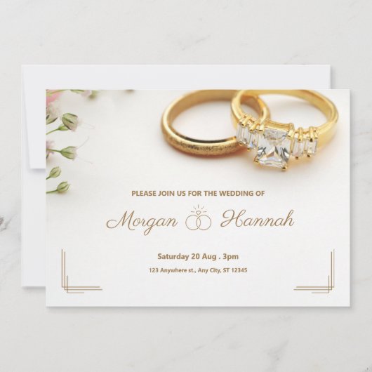 Bruiloft ring ontwerp voor bruiloft kaart uitnodig (Voorkant)