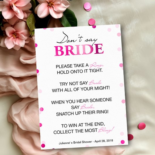 Bruiloft Ring Spel | Roze Magenta Confetti Kaart