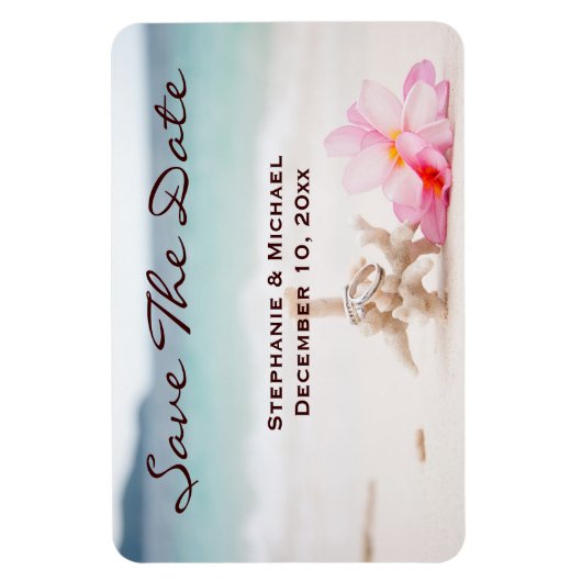 Bruiloft Ringen Strand Bruiloft Save The Date Magn Magneet (Verticaal)