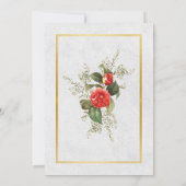 Bruiloft Rode Bloemen Goud Grijs Feestelijke Kerst Kaart (Achterkant)