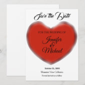 Bruiloft Rode Hart Moderne Minimalistische Plain Save The Date (Voorkant / Achterkant)