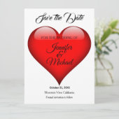 Bruiloft Rode Hart Moderne Minimalistische Plain Save The Date (Staand voorkant)