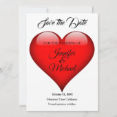 Bruiloft Rode Hart Moderne Minimalistische Plain Save The Date (Voorkant)