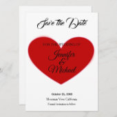 Bruiloft Rode Hart Moderne Minimalistische Plain Save The Date (Voorkant / Achterkant)