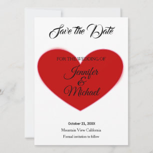 Bruiloft Rode Hart Moderne Minimalistische Plain Save The Date