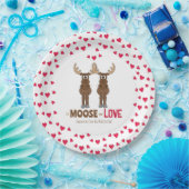 Bruiloft rode harten Schattige Moose Whimsical Cus Papieren Bordje (Feest)