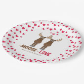 Bruiloft rode harten Schattige Moose Whimsical Cus Papieren Bordje (Gekanteld)