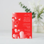 Bruiloft rode harten uitnodiging (Staand voorkant)