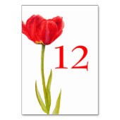 Bruiloft rode tulp bloem witte tafel nummers kaart (Achterkant)