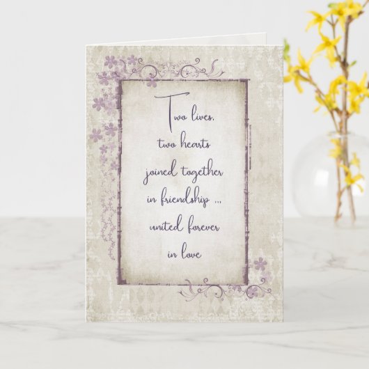 Bruiloft  romantisch citaat kaart (Gele Bloem)