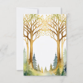 Bruiloft romantische entree lijst bos goud groen kaart