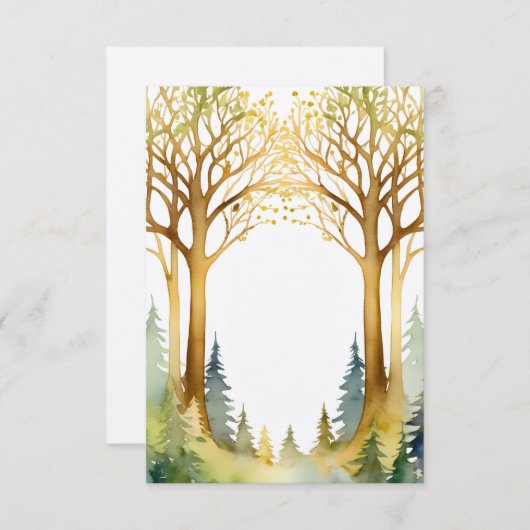 Bruiloft romantische entree lijst bos goud groen kaart (Voorkant / Achterkant)