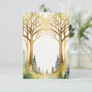 Bruiloft romantische entree lijst bos goud groen kaart