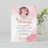 BRUILOFT | Romantische Roze Maan Mandela Folie Uitnodiging (Staand Voorkant)
