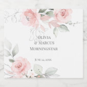 Bruiloft | Romantische Roze Rozen Likeurfles Etiket (Enkel label)