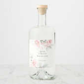 Bruiloft | Romantische Roze Rozen Likeurfles Etiket (Voorkant)