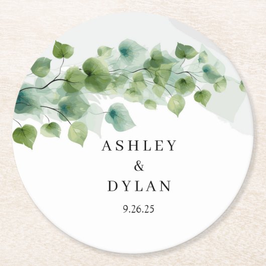 bruiloft ronde kartonnen onderzetter (Voorkant)