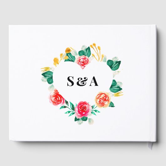 Bruiloft Rood Wit Bloemen Gastenboek (Achterkant)