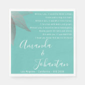 Bruiloft Roos Dank gedicht Bloemen naam Servet (Voorkant)