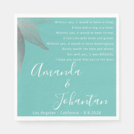 Bruiloft Roos Dank gedicht Bloemen naam Servet