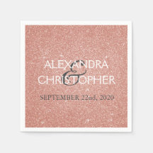 Bruiloft Roos Goud Blush Roze Glitter Servetten