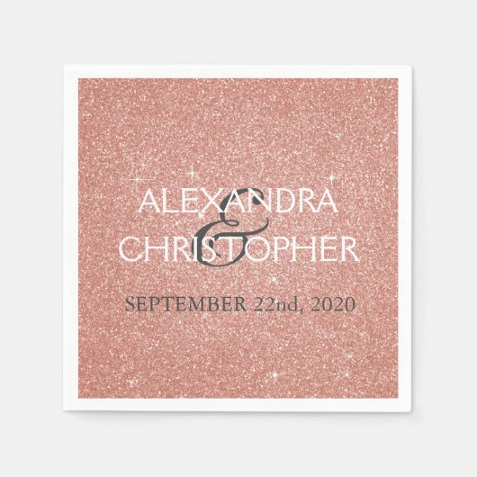 Bruiloft Roos Goud Blush Roze Glitter Servetten (Voorkant)