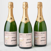 Bruiloft roos goud parels prosecco sparkling wijnetiket (Flessen)