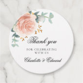 Bruiloft roos gouden bloemengroen dank u bedankjes labels (Voorkant)