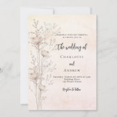 Bruiloft roos gouden blos wilde bloem kaart (Voorkant)