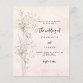 Bruiloft roos gouden wildflower budget uitnodiging (Voorkant)