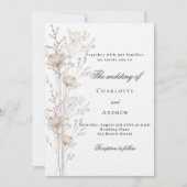 Bruiloft roos gouden witte wilde bloem luxe kaart (Voorkant)