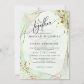 BRUILOFT | Roos Mint Gold Dapappe Waterverf (Voorkant)