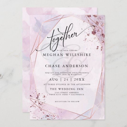 BRUILOFT | Roos Roze en Lila Jaspé (Voorkant / Achterkant)