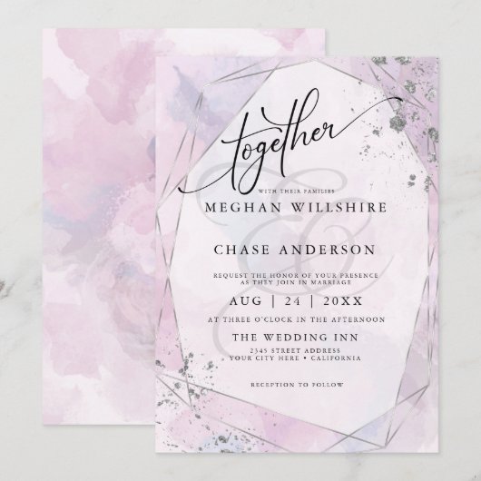 BRUILOFT | Roos roze en Lila Silver Jaspé (Voorkant / Achterkant)