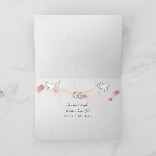 Bruiloft Rose Boeket en Kaars Kaart (Binnen)