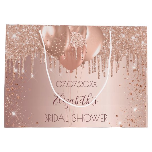 Bruiloft rose goud blozende glitters ballonnen groot cadeauzakje (Achterkant)