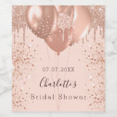 Bruiloft rose goud roze ballonnen leuk wijn etiket (Enkel label)