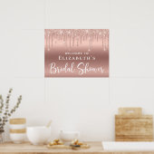 Bruiloft Roségouden Glitter Welkom Poster (Keuken)