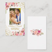 Bruiloft Roze Bloemen Foto Register Invoegen Kaart (Voorkant / Achterkant)