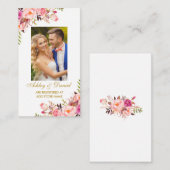 Bruiloft Roze Bloemen Foto Registry Insert Kaart (Voorkant / Achterkant)
