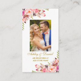 Bruiloft Roze Bloemen Foto Registry Insert Kaart