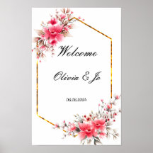 BRUILOFT ROZE BLOEMEN POSTER VOOR BRUILOFT