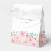 Bruiloft Roze Bloemen Waterverf Dank u Bedankdoosjes (Voorkant Zijde)