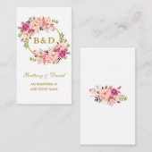 Bruiloft roze bloemenkrans register invoegen Kaart (Voorkant / Achterkant)