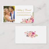 Bruiloft roze bloemfoto website invoegen Kaart (Voorkant / Achterkant)