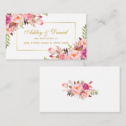 Bruiloft Roze Blush Goud Registry Insert Kaart (Voorkant / Achterkant)