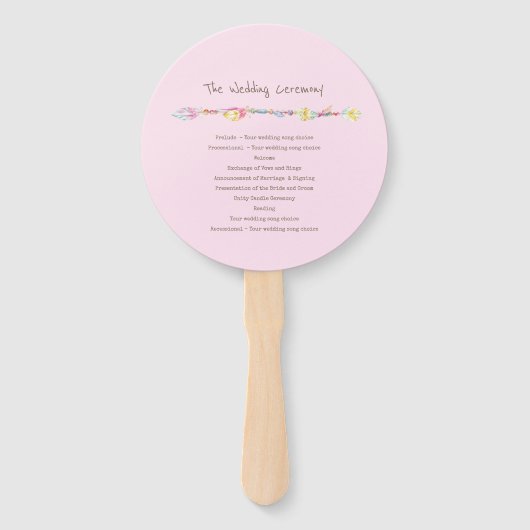 Bruiloft roze boho veer en kralen programma fans handwaaier (Achterkant)