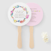 Bruiloft roze boho veer en kralen programma fans handwaaier (Voorkant en achterkant)